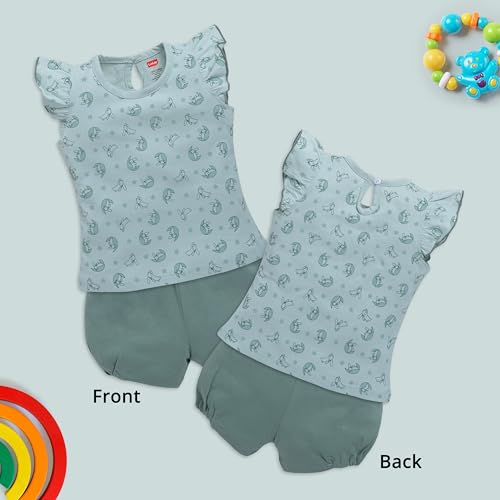 Image of LuvLap Baby Girls Regular Fit 100% Cotton Half Sleeves Girls Top CoSet Pack of 3