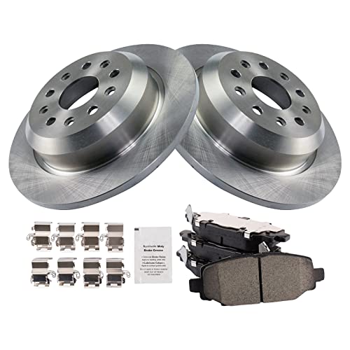 Image of TRQ Rear Brake Pad and Rotor Set Ceramic Solid Rotors