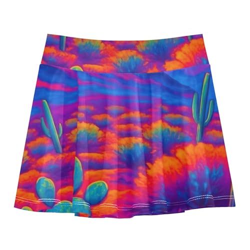 Kids Tennis Skirts Neon Desert Cactus Girls' Shorts Athletic Skorts Dance Golf Butterfly 4t