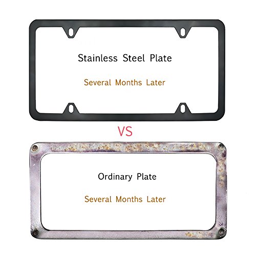 Indeed BUY Newest 2 Pcs 4 Holes Stainless Steel Black License Plate