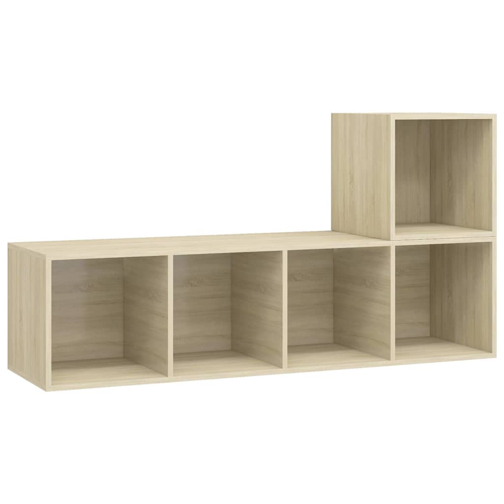 2-TLG. TV-Schrank-Set Sonoma-Eiche, Holzwerkstoff, Hängend, Wandmontage, Modernes Media-Center, Viel Stauraum für Wohnzimmer, Schlafzimmer