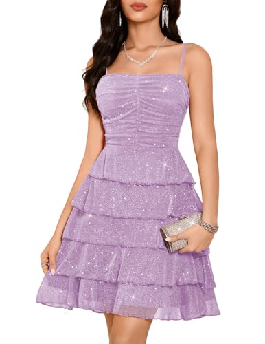 Bbonlinedress Short Sequin Cocktail Dresses Tiered Ruffle Homecoming for Teens Summer Formal Wedding...