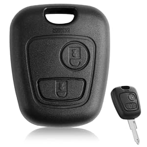 1 Pcs 2 Button Car Key Fob Cover Replacement, Car Remote Control Key Case Shell Compatible with Peugeot 107 207 307 407 Citroen C1 C2 C3 C4 C5 Xsara Picasso Berlingo, Key Case No Blade