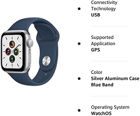Apple Watch SE (GPS, 40mm) - Silver Aluminum Case with Abyss Blue Sport Band (Renewed)