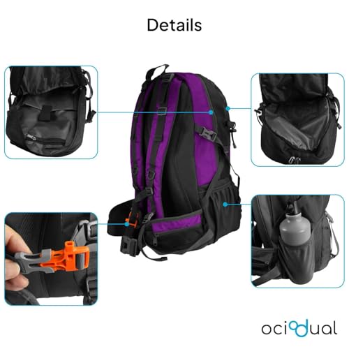 Ociodual Zaino Da Trekking, 50 Litri, Impermeabile E Leggero, Viola, Tasche Multiple, Ideale Per Viaggi, Montagna, Campeggio, Outdoor, Ultraleggero, Per Donna E Uomo - 5