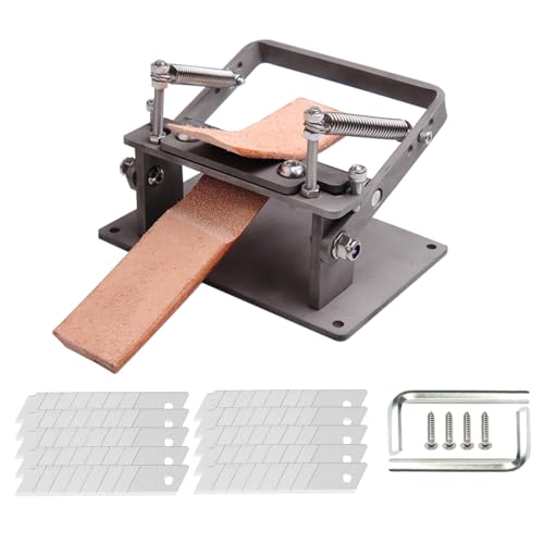 Leather Skiver, Manual Leather Skiving Machine, Leather Peeling Tools with 10x 4 inch Blades, Stainless Steel Shovel Skin Skiver, for DIY Leather Thinning, Adjustable Thickness