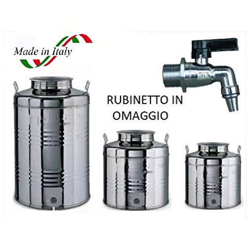 Recipiente para aceite y alimentos de acero inoxidable (50 litros Ø 37,5 x H 55 cm)