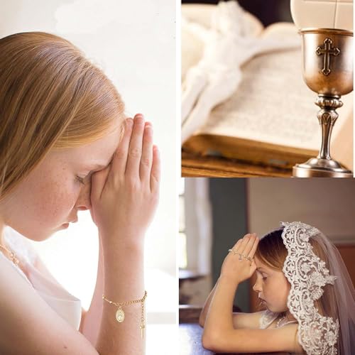 Avotto Virgin Mary Catholic Gifts for Girls Women, 925 Sterling Silver Rosary Beads Cross Bracelet, Baptism/First Communion/Confirmation Gifts2