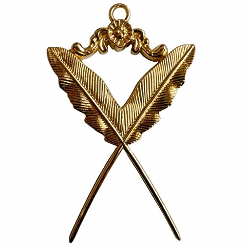 Bricks Masons Masonic Gold Collar Jewel - Secretary