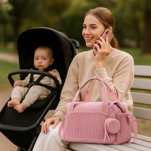 Image of Baby Diaper Bag | Diaper Bag for Mothers For Travel | Baby Bags For Mothers Carry | Baby Diaper Bag For Mother For Travelling | Lugguage Nappy Handbags with Changing Mat