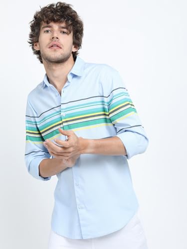 Image of Highlander Men's Slim Fit Striped Shirt | Full Sleeves | Everyday Wear Stylish Shirt for Men