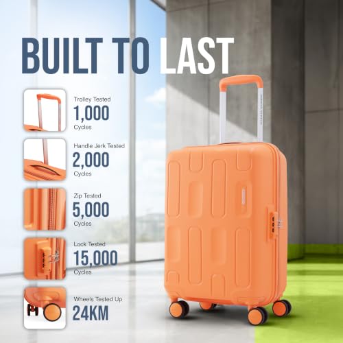 Image of American Tourister Ivy 2.0|Small Size Cabin Trolley Bag (55 cm)|360 8 Wheel Spinner Travel Luggage|Hard Case Polypropylene (PP) Suitcase|Combination Lock|Tan Orange