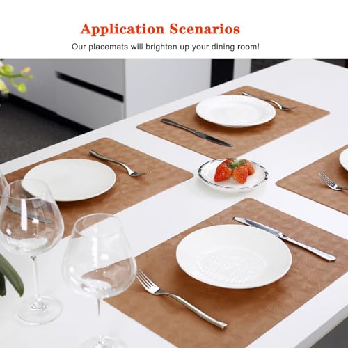 Bxzandya Light Brown Vinyl Placemats Set of 6 Waterproof Wipeable Table Mat by BxzanDya - Used condition - Image 5