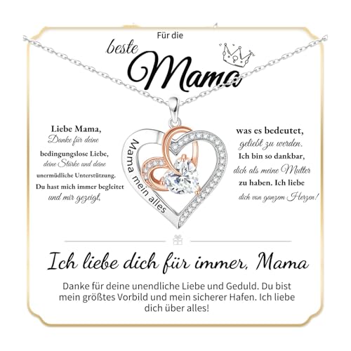 Lwkeay Regalos para mamá, regalo del día de la madre, grabado de plata de ley 925, collar de regalo para madre, mejor joyería para el día de la madre, cumpleaños o Navidad, verstellbar, Plata de ley