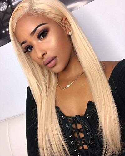 613 Full Lace Wig Human Hair With Baby Hair Blonde Full Lace Wig Pre Plucked Bleached Knots (18 inch, full lace wig)