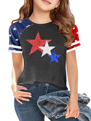 Image of Ithalt Boys Girls USA Shirts Kids 4th of July Shirts American Flag Tshirt Patriotic Top Independence Day Outfit 5-13y