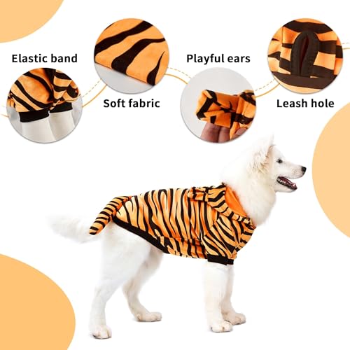 NACOCO Halloween Dog Tiger Costume-Pet Cosplay Clothes Cat Coat Hoodie Outfits Warm Winter Apparel for Dog Small and Medium Cat(M) - image 2