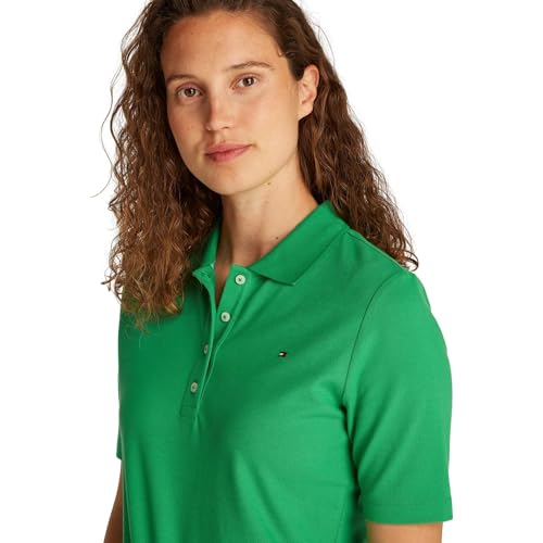 Tommy Hilfiger Damen Poloshirt Kurzarm Regular Fit, Grün (Radiant Green), XXS 3