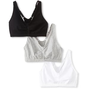 Fruit-of-the-Loom-Womens-3pk-Shirred-Front-Racerback-Sport-Bras Fruit of the Loom Women's Adjustable Shirred Front Racerback Sports Bra, 3-Pack, White/Heather Grey/Black Hue, 42