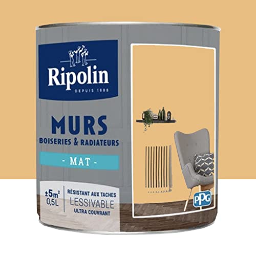 RIPOLIN Peinture Murs, Boiseries, Radiateurs Mat Ocre Guadeloupe 0,5 L