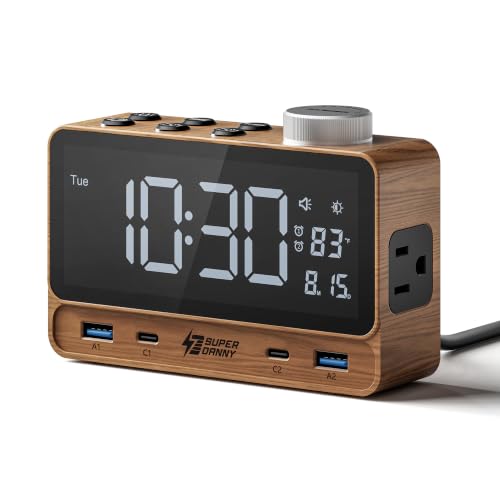 SUPERDANNY Alarm Clock with USB Charger