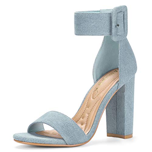 Allegra K Women's Ankle Strap Block High Heel Sandals - Main Image