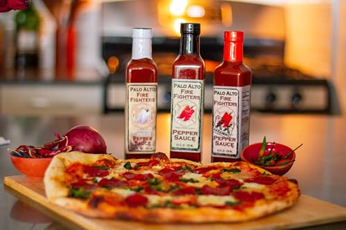 Palo Alto Firefighters Pepper Sauce Variety Pack (8.5oz) - Pack of 3 (Original, Habanero, Ghost Pepper) - Salt Free Pepper Plant Hot Sauce, No Sodium Hot Pepper Sauce, No Salt Sauces
