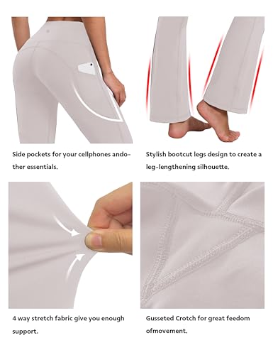 Image of BUBBLELIME 29 inch /31 inch /33 inch /35 inch /37 inch 3 Styles Women's High Waist Bootcut Yoga Pants Basic /Side Pockets Tummy Control Workout Flared