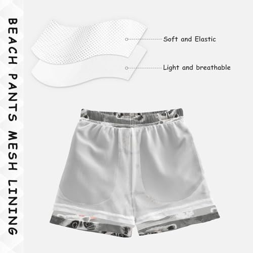 Pigsaly Boys' Swim Board Shorts Watermelon Grey White Funny Raccoon Boy's Swim Trunks Kids Swimwear XS4