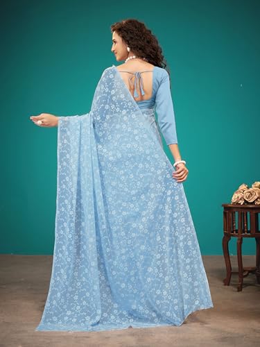 Image of Garden Vareli Viscose Brasso Floral Print Saree