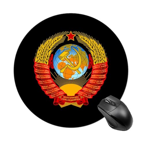 Tappetino per mouse rotondo divertente con emblema dellUnione Sovietica URSS tappetino per antiscivolo per computer portatile 7.8 x 7.8 pollici