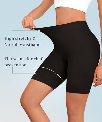 Image of 4 Pack Slip Shorts for Under Dress Women Seamless Boyshorts Panties Anti Chafing Shorts