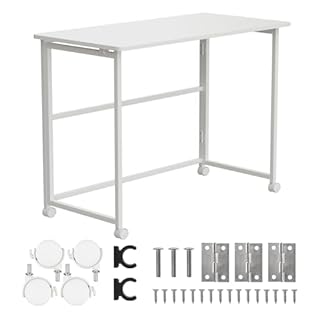 Maclean MC-1250 W - Bureau Mobile Pliable - Blanc - 100 x 50 cm - Structure en Acier - Charge maximale : 50 kg - Bureau d'ordinateur - Table de Travail - Table sur roulettes