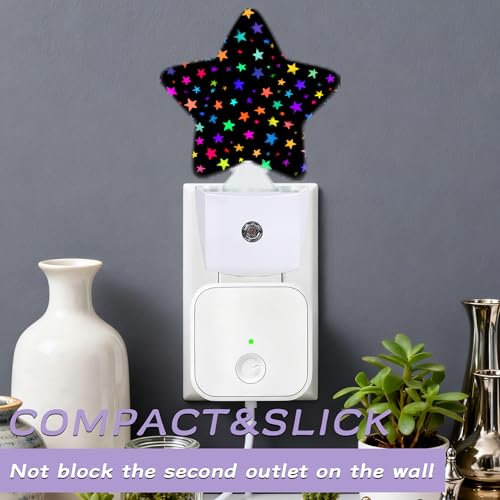 Image of Night Light,Bright Neon Stars Night Lights Plug into Wall Colorful Decorations for Bedroom Bathroom,Dusk to Dawn Sensor Kitchen Hallway Stairs Energy Efficient Desk Lamp