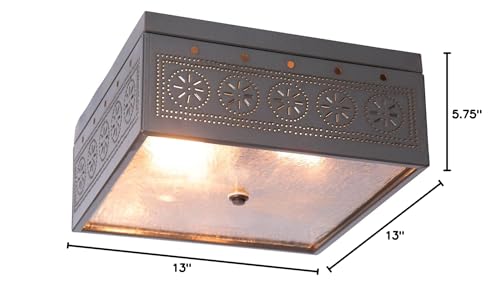 Irvins-Tinware-431CCT-2-Light-Flush-Mount-Square-Ceiling-Light-with-Chisel-in-Country-Tin-Primitive-Country-Tin-Lighting Irvins Tinware 431CCT 2 Light Flush Mount Square Ceiling Light with Chisel in Country Tin Primitive Country Tin Lighting