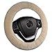 OGLAND Natural Fur Wool Sheepskin Fluffy car Steering Wheel Cover,Protector for Universal Steering Wheel 35CM-42CM, Anti-Slip,Comforting and Luxurious, Soft Texture (Pearl)