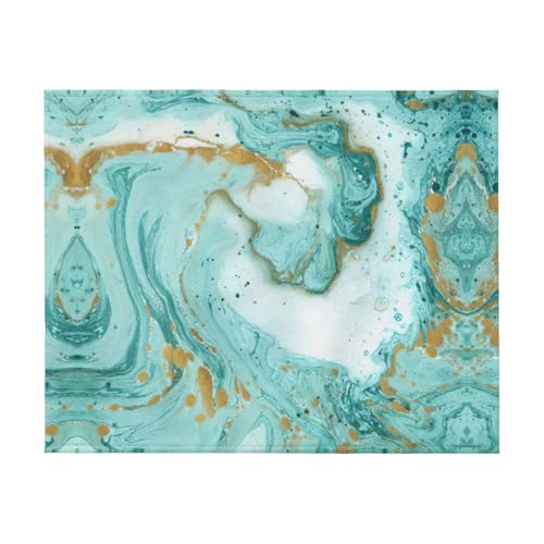 Couverture douillette marbre turquoise doré, plaid chaud léger - 3