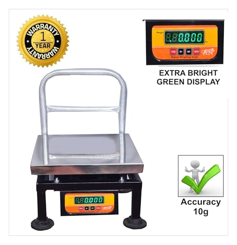 Image of Weighing Scale Maximum weight 100kg x 10g Weight Machine for Shop,12x12 inch for Kirana Shop, Kitchen Store and Factories Digital Computer kanda.789 (12x12 SS Pole) Color name - Black