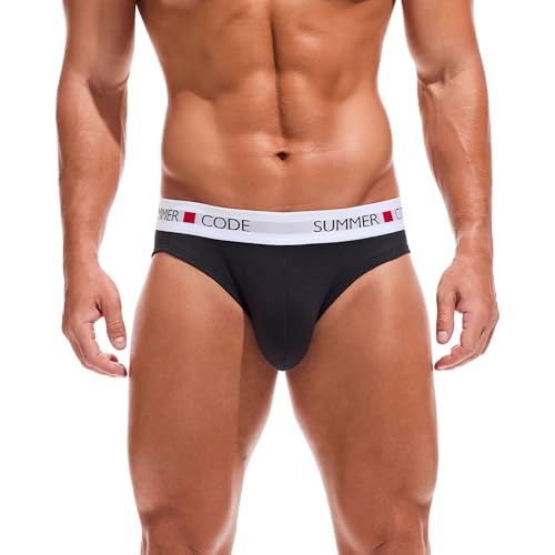 Summer Code Slip Calzoncillos de Hombre Cómoda y Suave Algodón Talle Bajo Ropa Interior, Pack de 1 Negro, XXL