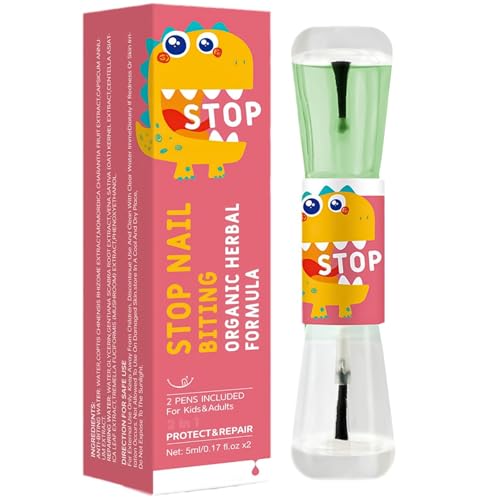 Nail Bitter Water - Nail Biting Solution - Anti Nail Biting Polish - Stop Biting Nails - Clear Varnish to Avoid Nail Biting - Discourages Thumb Sucking - Green End Has a Bitter Taste