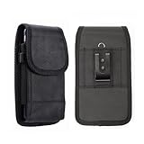 携帯電話ポーチ スマホポーチ 腰に挟む式 メンズ/レディース兼用 軽量 縦型装着 持ち運びに便利 小物収納 商務風 Phone 13,13 Pro,12,12 pro, 11 pro Max, XR, X peria 5.7-6.3インチなど対応 男女兼用 ブラック（本製品には付属品のバックルは付属しておりません）