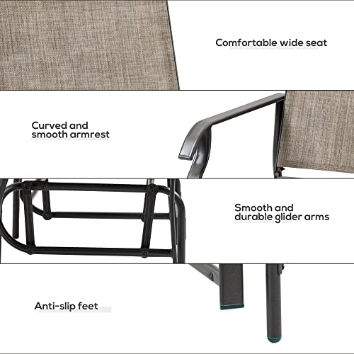 Outsunny 2 Piece Glider Set, Outdoor Swing Chairs, Patio Rocking Armchairs With Breathable Mesh Fabric, Steel Frame For Garden, Backyard, Patio, Dark, Brown/Khaki #TOP6