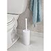 mDesign Slim Plastic Toilet Bowl Brush and Holder Set, Modern Compact Storage Organizer Cleaner Scrubber for Toilet - Heavy Duty Cleaning Plunger for Bathroom, Aura Collection, 2 Pack, White