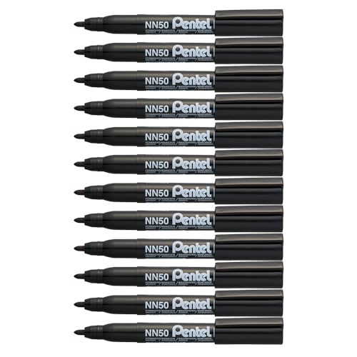 Pentel Permanent Marker Xylene/Toluene-free Bullet Tip 1.5mm Line Black Ref NN50-AO [Pack of 12]