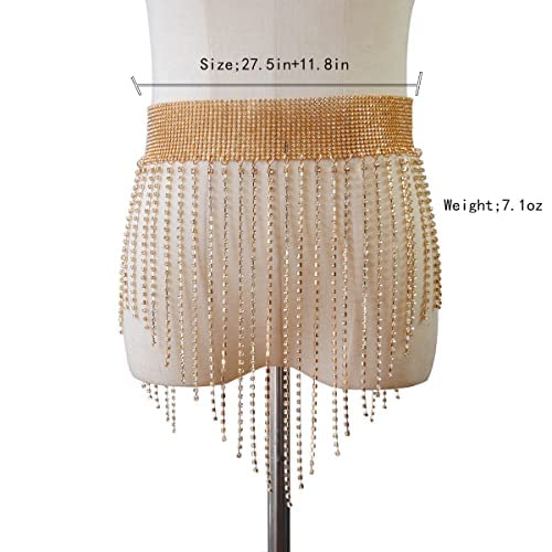 Tassel Belly Waist Chains Crystal Beach Body Chain Fashion Waist Jewelry Rave Body Accessories For Women And Girls (Gold) #TOP6