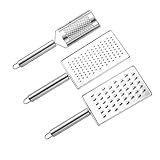 TOYZFRIENDY 3 Stück Edelstahl Handreibe mit Ingwerreibe Zitronenreibe und Grober Gemüsereibe Multifunktional für Karotten Käse und Zitrus Platzsparend Spülmaschinengeeignet