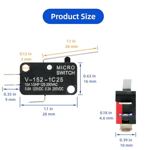 Micro-interrupteur fin de course haute précision V-152-1C25 levier SPDT - 2