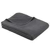 Ibena Bergamo Baumwolldecke 150x200 cm - Kuscheldecke grau einfarbig aus Biobaumwolle...