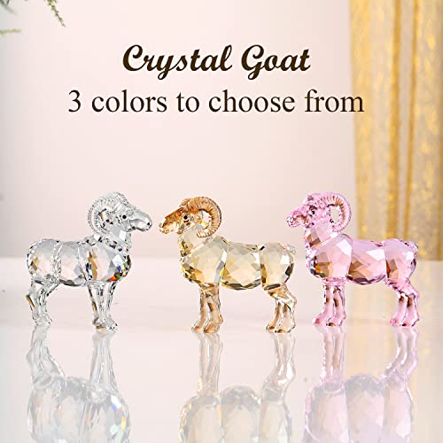 Realistic Animal Crystal Goat Art Figurine Collection Table Top Ornament Statue Home Decor (Gold) #TOP4