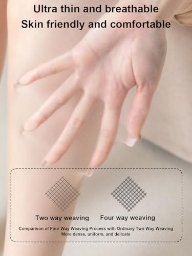 3 Pairs Sheer Tights for Women, Stretchable Durable Toe Pantyhose, Soft Footed Fiber Stockings, Nude(88-154 lbs)4